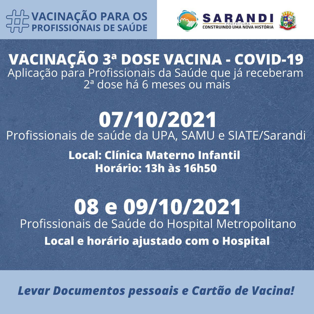 Cronograma de Vacinação - Profissionais de Saúde